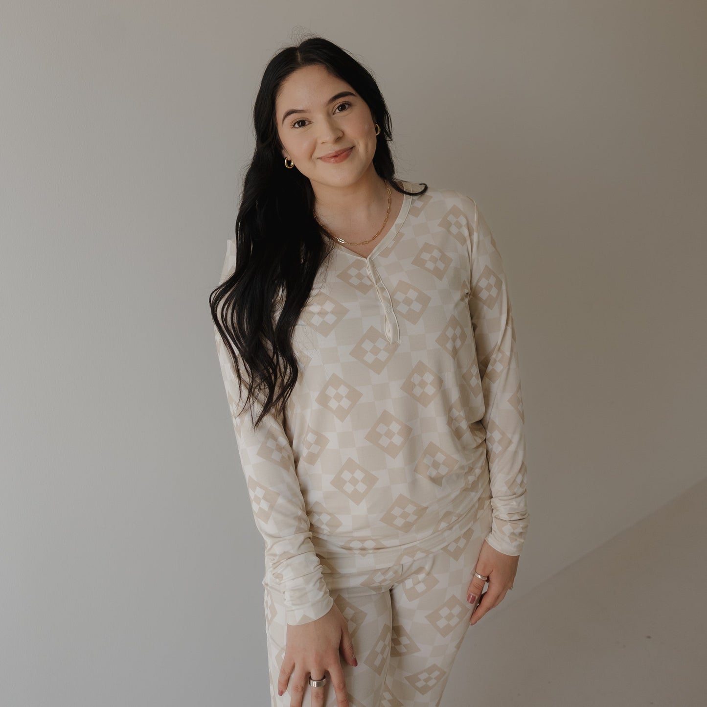 Women's Long Sleeve Bamboo Pajama | Cottage Quilt