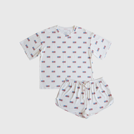 Women's Bamboo Short Set | Americana Ribbed